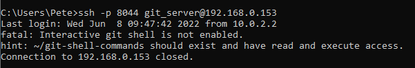 GIT server access restricted message.